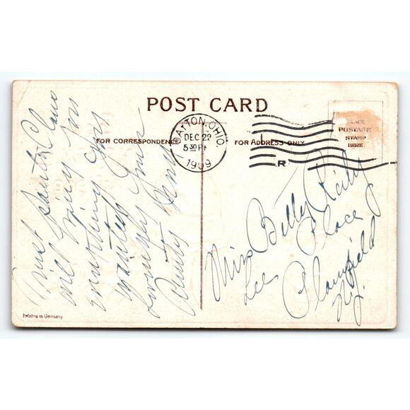 Santa Claus Christmas Postcard Ellen Clapsaddle Airship Blimp Sun With Face 1909 - Picture 2 of 2